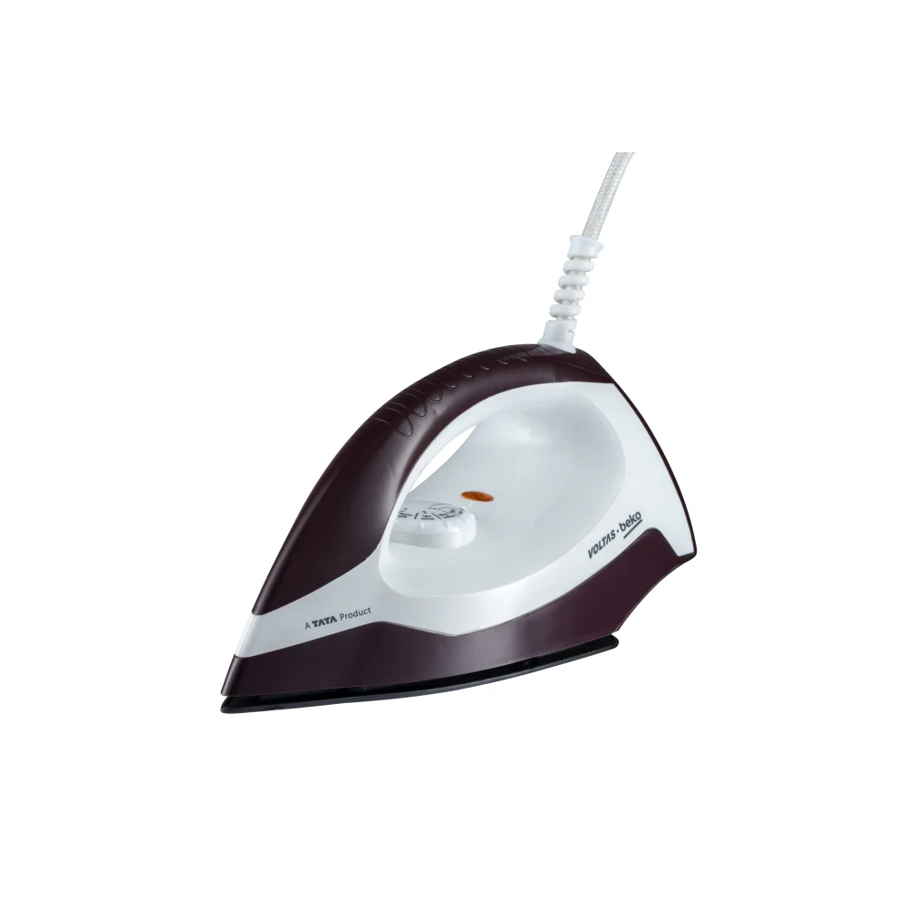 1000 W Dry Iron (I1000VD-BGWH, Burgundy-White, with Crease-busting Greblon Soleplate) , Voltas Beko, A Tata Product