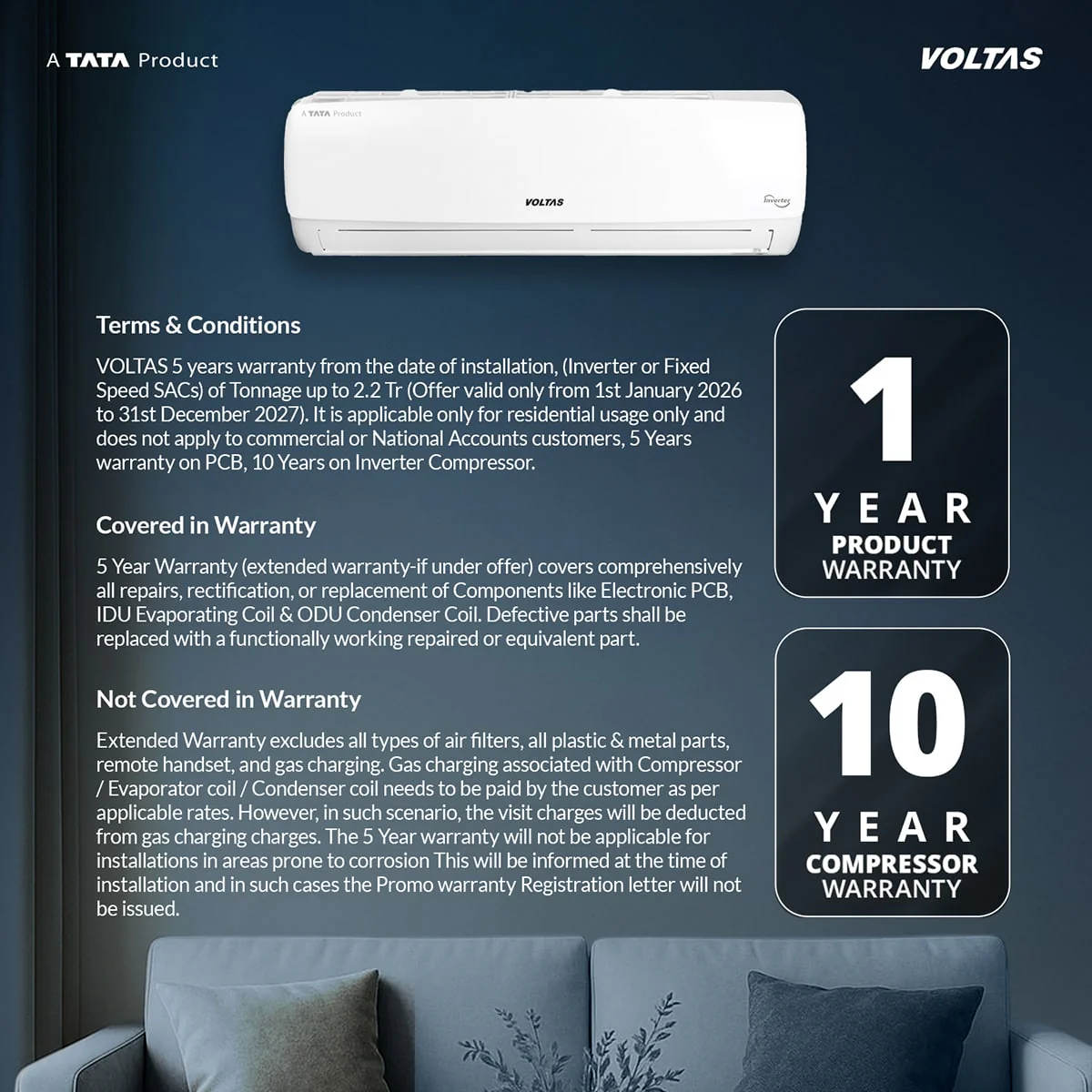 Voltas Split Air Conditioner, 1.5 Ton, 5 Star - 185INV Vectra Elegant - Image 13