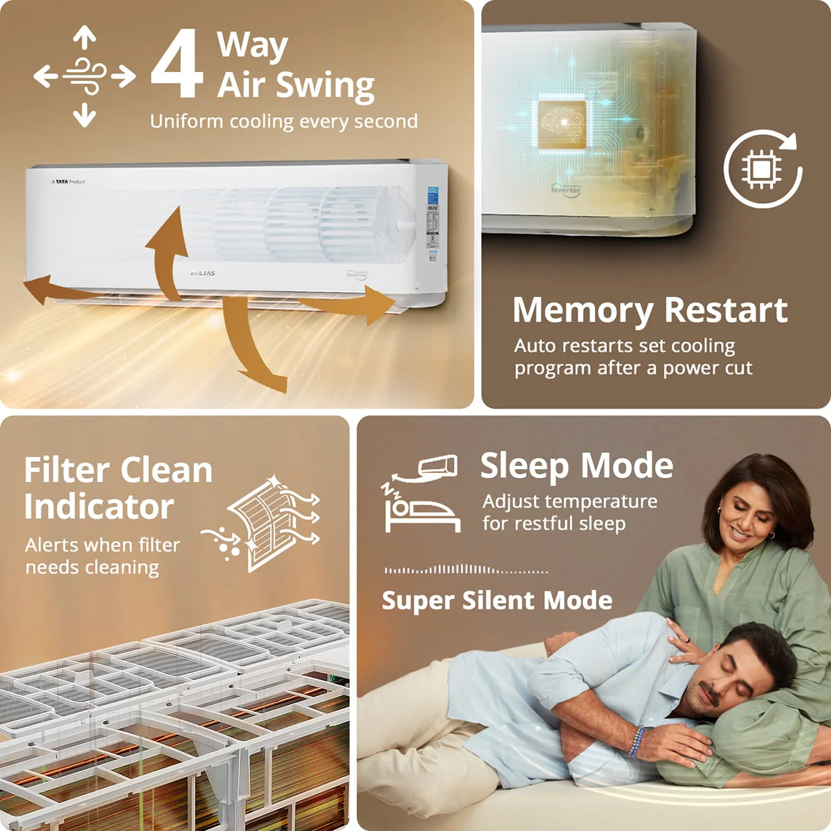 Voltas Split Air Conditioner, 1.5 Ton, 5 Star - 185INV Venus Luxe - Image 10